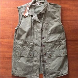 Boutique Olive Green Utility Vest Size L